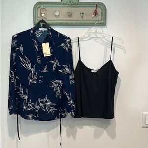 Of / Mercer New York Blue Long Sleeve Button Down Blouse & tank bundle XL new